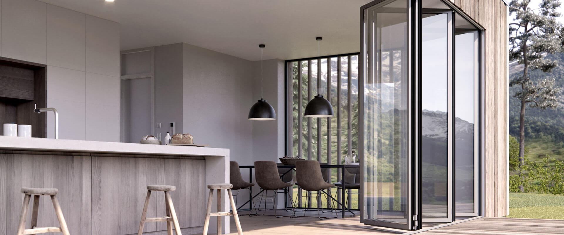 Glas-Faltwand aus Aluminium Glas-Faltwand aus Aluminium
